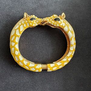 Kenneth Jay Lane Giraffe Bangle- Yellow/off white/gold